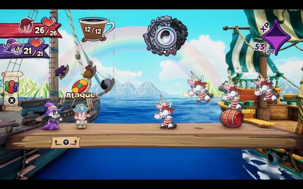 Los combates son puro Paper Mario y tienen una dificultad muy bien ajustada. Si os resulta difícil acertar los comandos interactivos de cada acción, existe una opción para que se ejecuten solos.