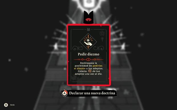 Con las doctrinas desbloqueamos nuevas formas de interactuar con los adeptos de la secta, e incluso m�s habilidades y ventajas para la secciones de combate.