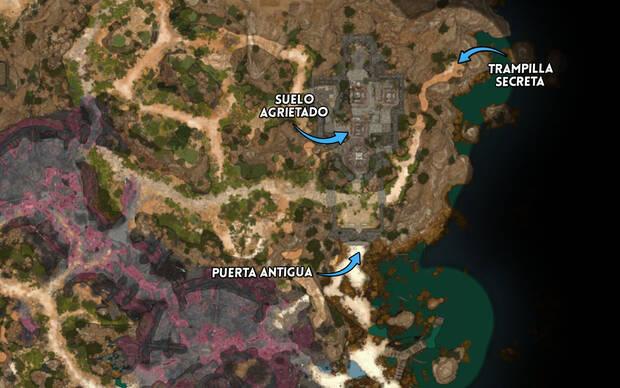 Baldur's Gate 3 - Entradas a las ruinas enormes para reclutar a Mustio