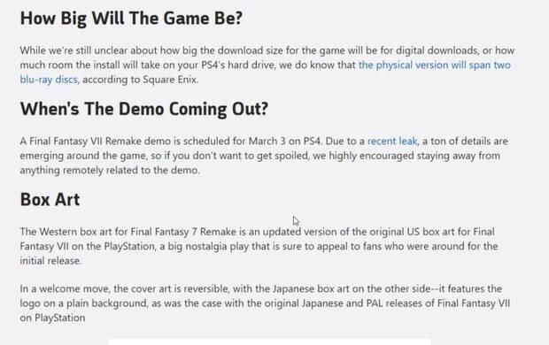 Rumor: La demo de Final Fantasy 7 debutara con el juego completo, el 3 de marzo Imagen 2