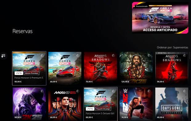 Forza Horizon 5 es el más reservado en PS Store en estos momentos