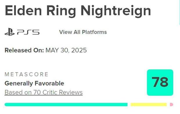 nota media en metacritic de elden ring nightreign
