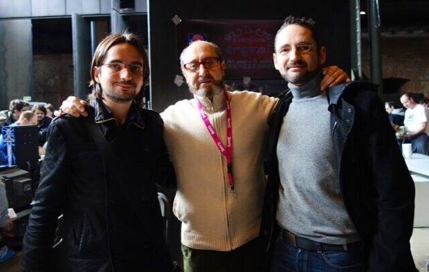 De izquierda a derecha: Mario Oliván, Andrés Samudio (Aventuras AD) y Luis Oliván en Retromadrid 2013.
