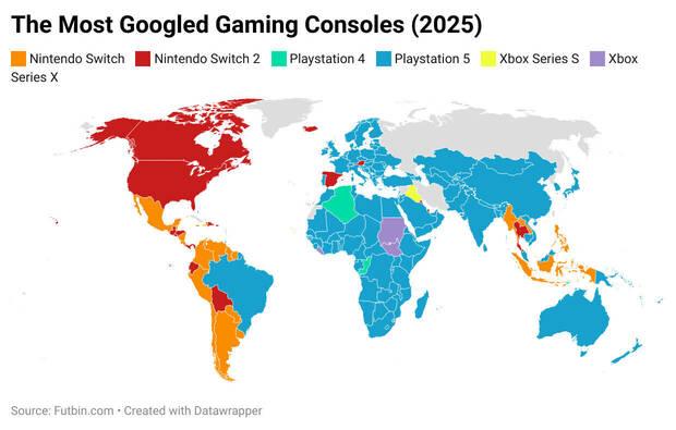 consolas más buscadas en Google por país