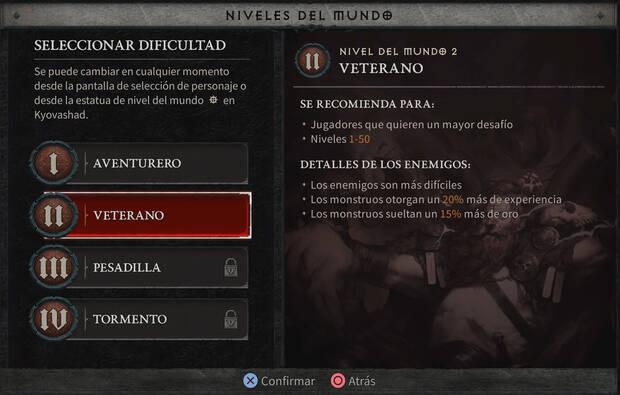 Diablo 4 - Nivel de mundo 2 - Veterano
