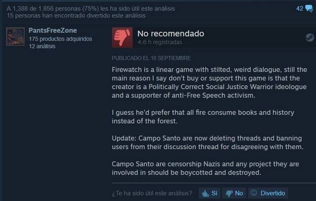 Firewatch, bombardeado con reviews negativas por la polmica de PewDiePie Imagen 2