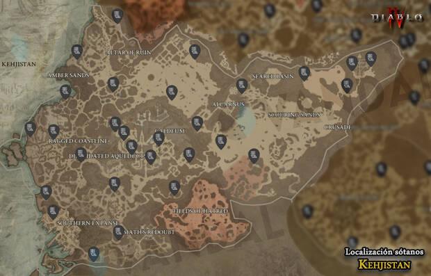 Diablo 4 - Localización de todos los sótanos en Kehjistan