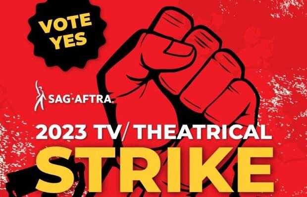 Cartel de propaganda sindicalista con motivo de la huelga de actores de SAG-AFTRA