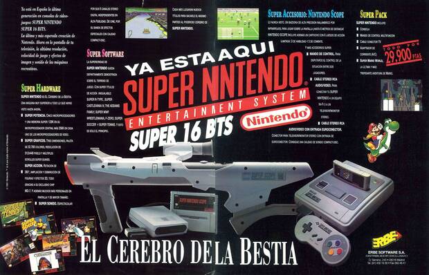 ERBE fue la encargada de traer la SNES a Espa�a en julio de 1992. �Quien no recuerda aquello de 'El Cerebro de la Bestia'?