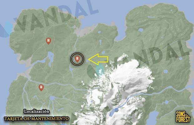 Sons of the Forest - Localización en el mapa de la tarjeta de mantenimiento