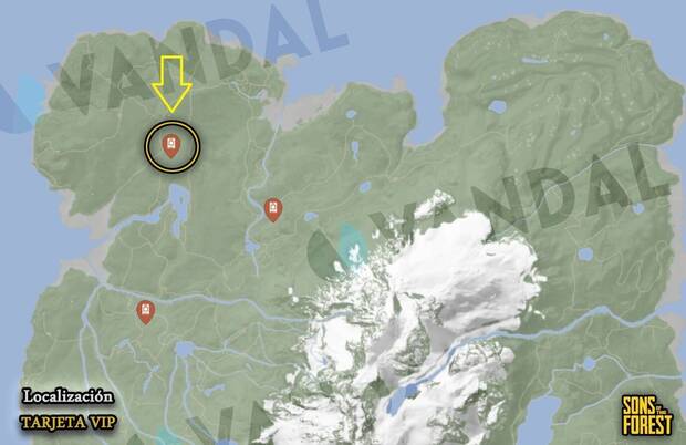Sons of the Forest - Localización en el mapa de la tarjeta VIP