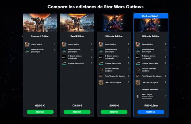 Todas las ediciones de Star Wars Outlaws.