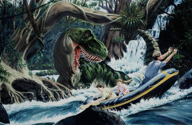 Río en Jurassic Park y el T.rex