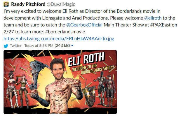Eli Roth sera el director de la pelcula de Borderlands, segn Randy Pitchford Imagen 2