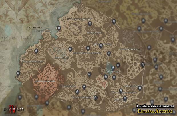 Diablo 4 - Localización de todas las mazmorras en Estepas Adustas