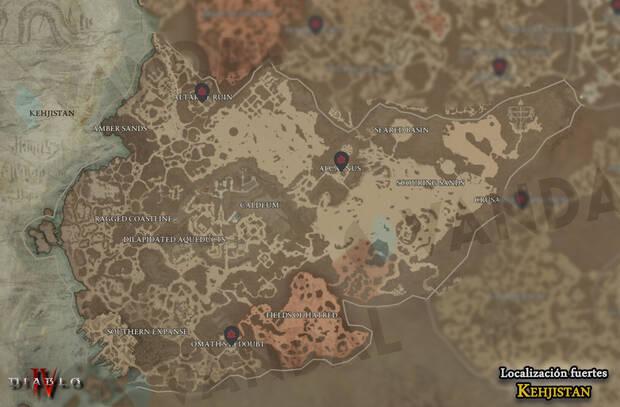 Diablo 4 - Localización de todos los fuertes en Kehjistan