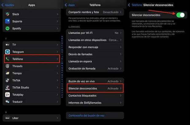 Silenciar las llamadas de spam en iPhone