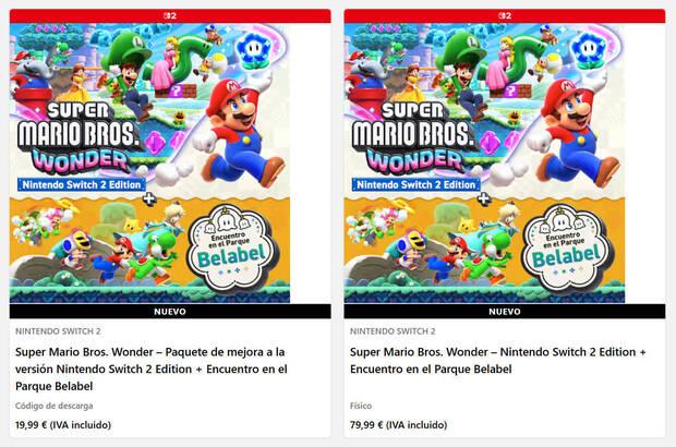 Precios de Super Mario Bros. Wonder Switch 2 Edition y expansi�n Encuentro en el Parque Belabel