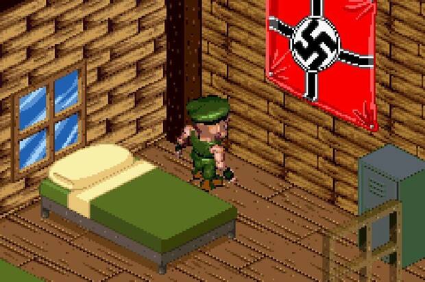 Resulta particularmente curioso, despu�s de la censura de la remasterizaci�n, ver una bandera nazi en un t�tulo de Game Boy Advance.