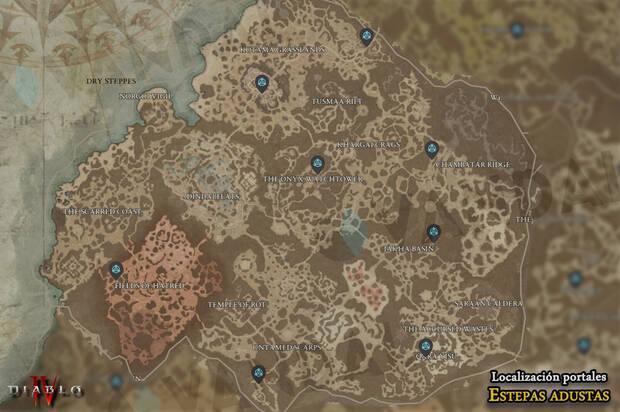 Diablo 4 - Localización en el mapa de todos los transportadores de Estepas Adustas