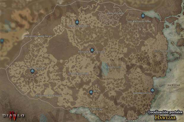 Diablo 4 - Localización en el mapa de todos los transportadores de Hawezar