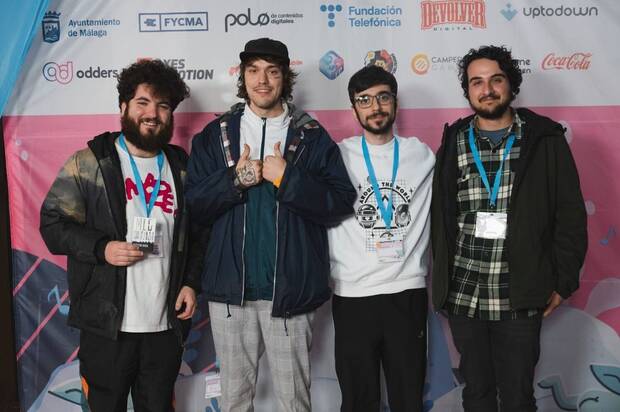 Sanz en la Malaga Jam con varios miembros de Brainwash Gang.