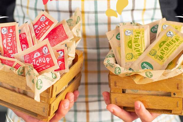 Sobres de k�tchup y mayonesa