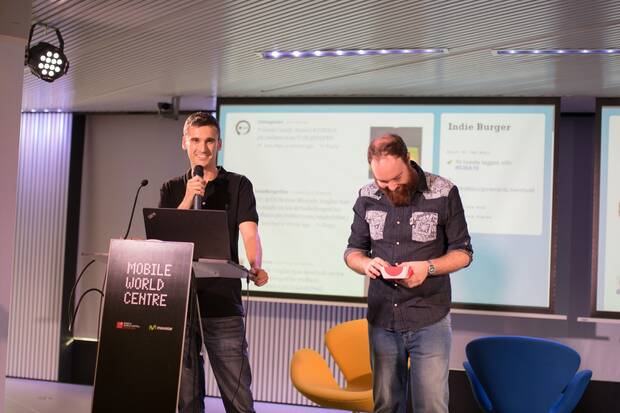 Jaumandreu y Albero presentando los IDBA de 2016.