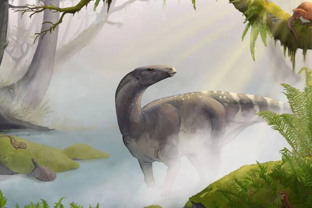 Recreación del dinosaurio en Escocia