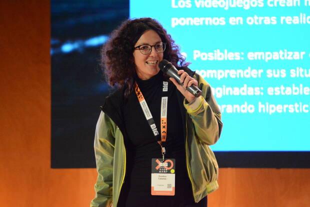 Eurídice Cabañes durante una charla que impartió en diciembre dentro de la Bilbao Internacional Games Conference.