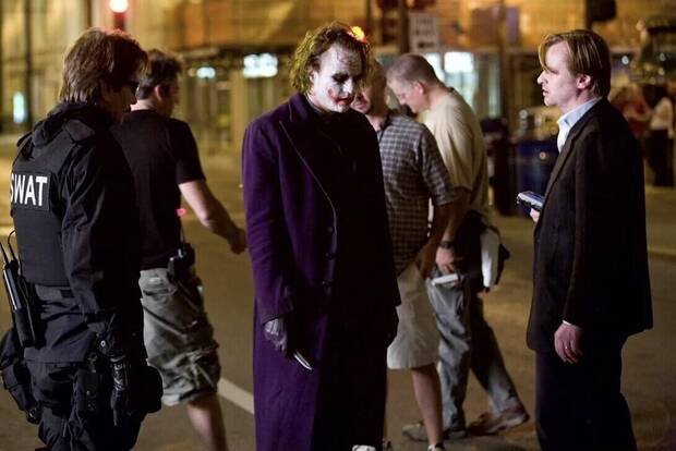 Heath Ledger como Joker en el rodaje de El caballero oscuro