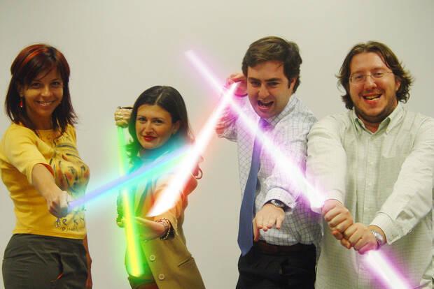 En los tiempos de Proein, de izquierda a derecha: Carolina Moreno (jefa de relaciones p�blicas), Mercedes Rey, Carlos Astorqui (director de marketing) y Antonio Greppi (jefe de producto).