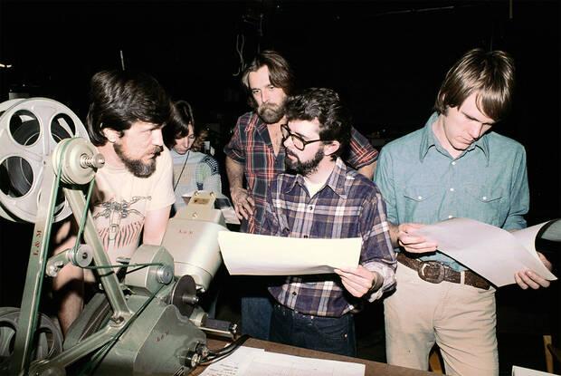 George Lucas y John Dysktra en el set de Star Wars