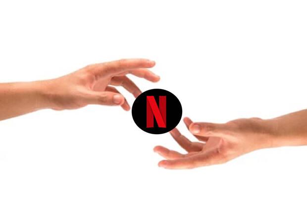 Fotomontaje simb�lico de dos personas comprtiendo su cuenta de Netflix