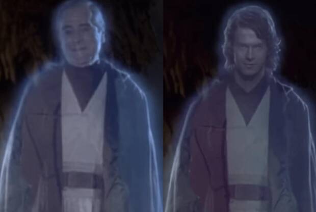 Comparativa fantasma de Anakin original y modificado en El retorno del Jedi