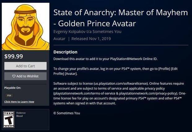 PS Store: As es el avatar de 100 dlares protagonizado por un prncipe rabe Imagen 2