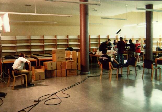Foto del rodaje de Anaerobia, un mediometraje que Sanz dirigió entre 1996 y 1998.