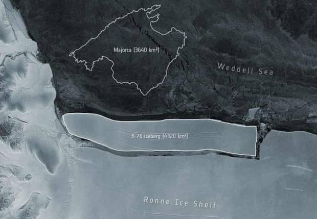 El iceberg A-76 se desprende de la Antártida