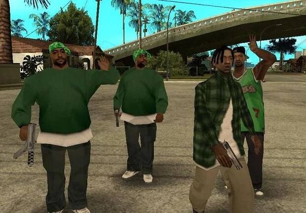 Stunt pedestrians as gangsters in GTA San Andreas