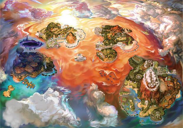 En el mapa se ve que sobre la isla más occidental de Alola, Poni, ha aparecido un vórtice oscuro que no presagia nada bueno