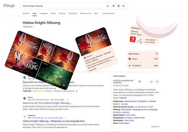 Easter egg de Hollow Knight: Silksong en Google.