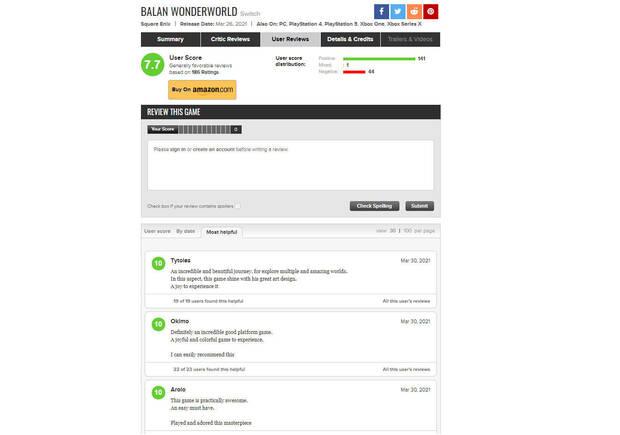 Balan Wonderworld y sus sospechosas reseñas en Metacritic