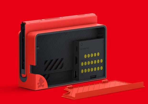 Detalle trasero de Nintendo Switch OLED Edicin Mario.