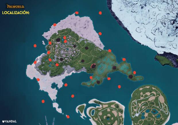 Palworld - Mapa con la localizaci�n del Pal Croajiro Noct