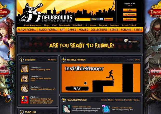 'Invisible Runner' en el portal de Newgrounds.