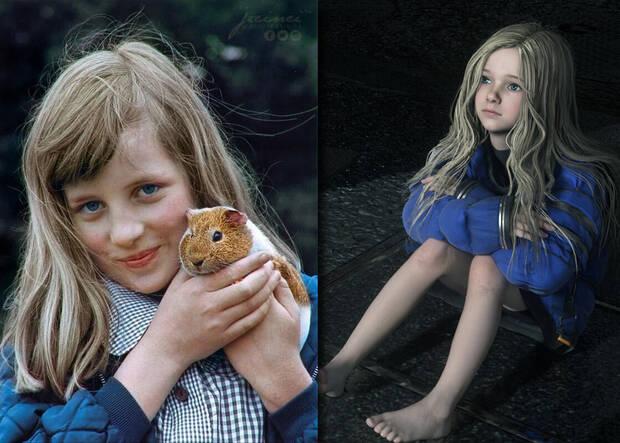 Pragmata - Parecido de la niña Diana con la princesa Diana de Gales en su infancia