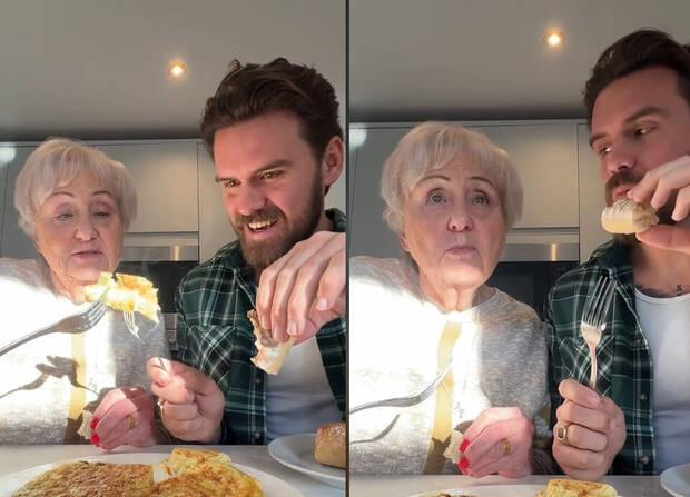 Influencer britnico hace que su abuela pruebe por primera vez tortilla de patata espaola