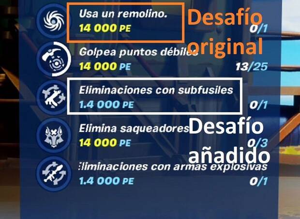 Fortnite - Desafíos rápidos originales y añadidos