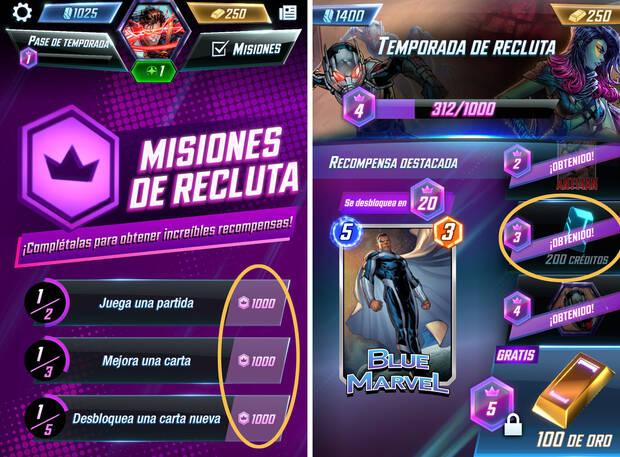 Marvel Snap - Conseguir créditos en el pase de temporada