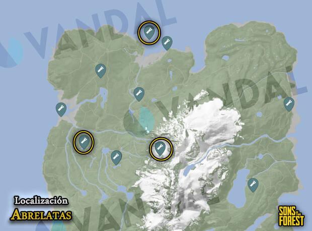 Sons of the Forest - Localización del abrelatas en el mapa